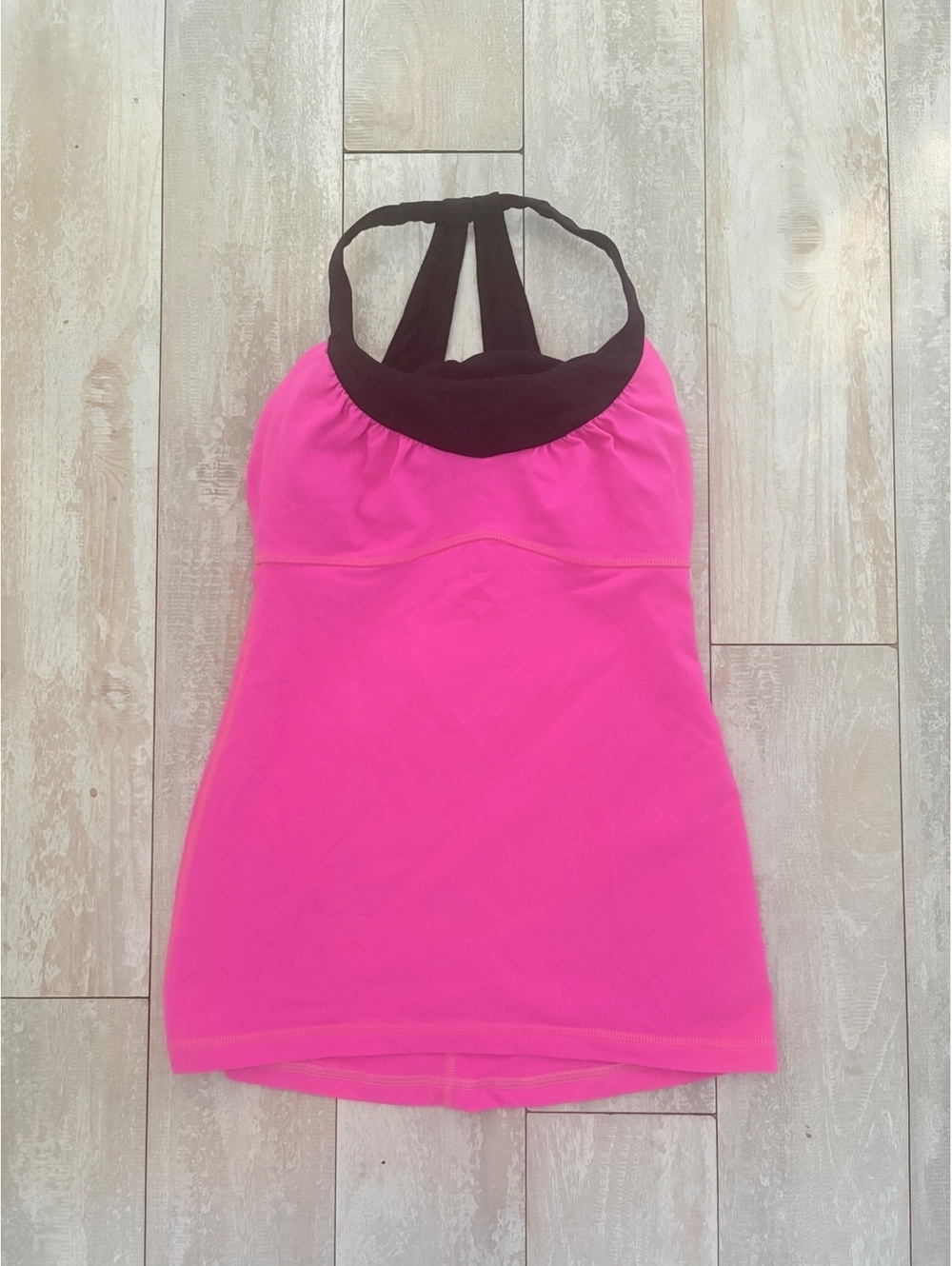Lululemon Pink Black Racerback Tank Top Built In Bra Size Unknown